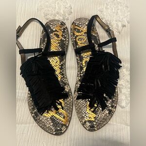 Womens size 8 sam and edelman black fringe sandals